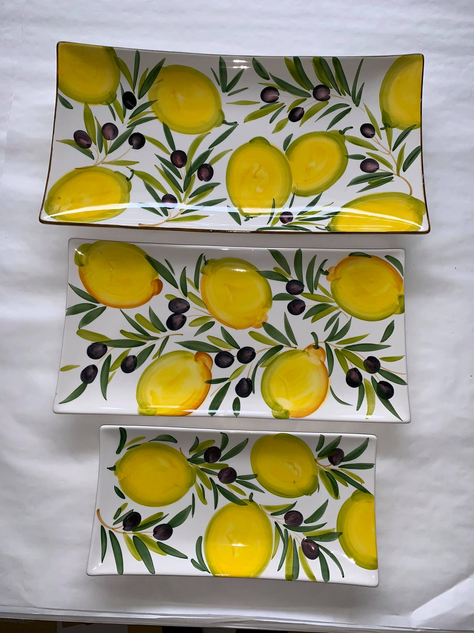 Ceramic Fruit Tray Lemon Set 3 Pcs